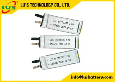 China 3V 150mAh Flexible Lithium Cell Pins Terminals CP201335 For ID Cards for sale