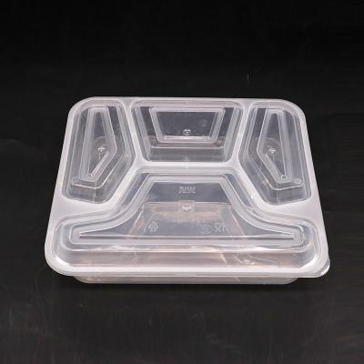 China Four Compartment PP Rectangle Lunch Box Food Container Food Grade With Convex Lid for sale
