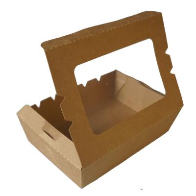 China Fast Food Paper Container Take Away Waterproof And Grease Proof Kraft Package Box for sale