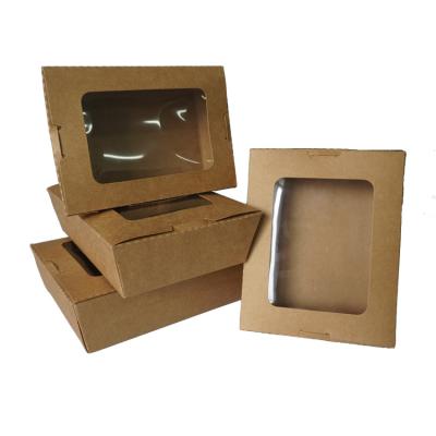 China Custom Logo Food Container Box Disposable Kraft Paper Box With Window for sale