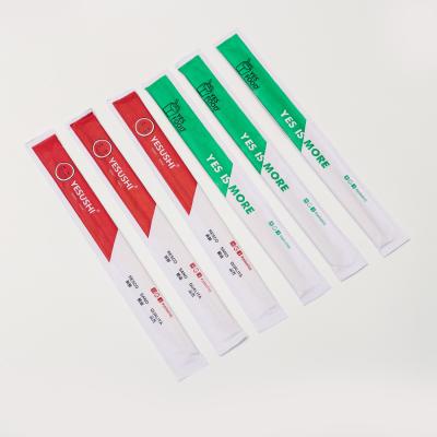 China Paper Sleeve Pack Bamboo And Wood Paper Printed Round Twins Tensoge Chopsticks for sale