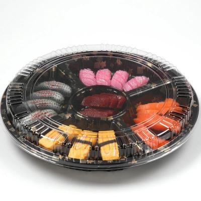 China One Time Five Extra Packaging Box Plastic With Lid Japanese Bento Box Round Sushi Box for sale