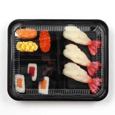 China Japanese Disposable Square Plastic With Cover Five Boxes Of Fruit Fast Food Box Packaging Takeout Packaging Box Sushi Lu for sale