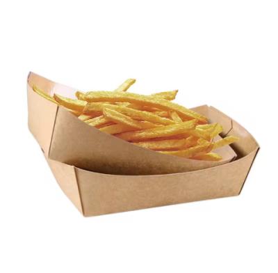China Custom Printing Biodegradable Boat Shape French Fry Container Takoyaki Tray Paper Box for sale