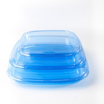 China Square food container Takeaway Packaging Box Plastic For Good Food Plastic BLUE Disposable Sushi box for sale