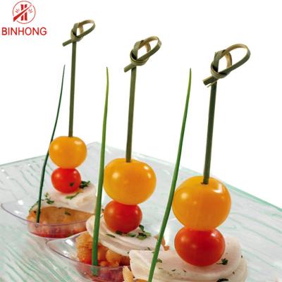 China Disposable Bamboo Looped Fruit Skewer Sticks for sale