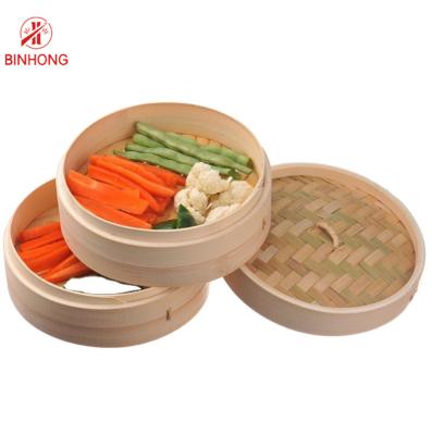 China Mouldproof 2 Tier 8 Inch Bamboo Steamer Basket for sale