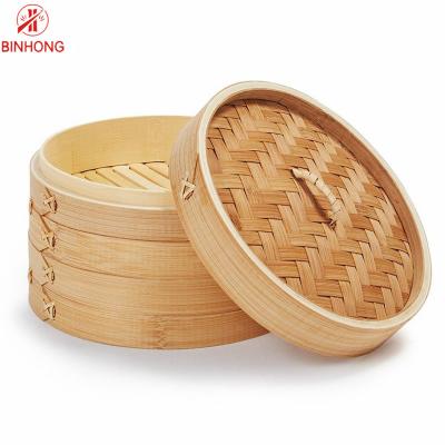 China Customized Logo 4 Inch Bamboo Steamer Basket For Dim Sum for sale