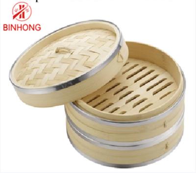 China Durable SS Edge 18cm Bamboo Steamer Basket for sale
