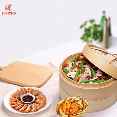 China Eco Friendly Two Tier 16cm Bamboo Steamer Basket for sale