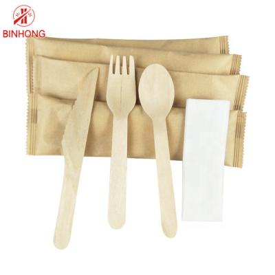 China Biodegradable Compostable Disposable Spoon Knife Fork Bamboo Wooden Cutlery for sale