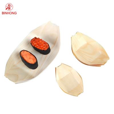 China Disposable Premium Wooden 24.5*12.5cm Sushi Boat Tray for sale