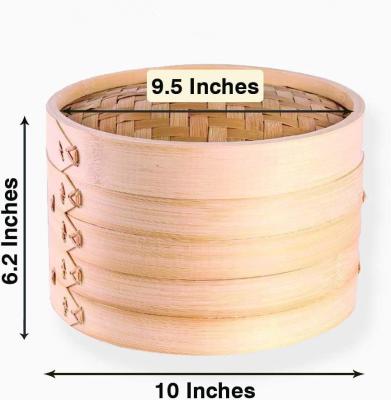 China Eco Friendly Bamboo Steamer Basket Round Shape 10 Inch Bamboo Food Steamer for sale