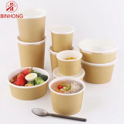 China Round Kraft Paper 32oz Eco Takeaway Containers for sale