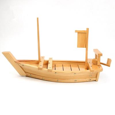 China Sustainable Bamboo 70cm Sushi Boat Tray With Flagpole for sale