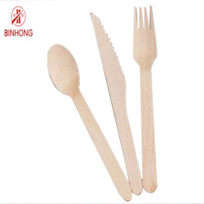 China 100% Birch Wooden Disposable Biodegradable Cutlery Sets Durable Compostable for sale