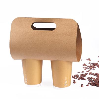 China 350g Kraft Single Double Cup Takeaway Coffee Cups Holder for sale
