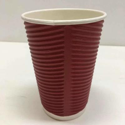 China 8oz Ripple Disposable Coffee Paper Cup Biodegradable for sale