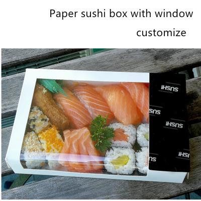 China Disposable Kraft Paper Sushi Takeaway Box With Clear Window ISO9001 for sale