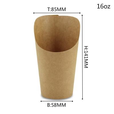 China Disposable Single Sided Scoop Kraft Paper Cup For French Fries Chips for sale