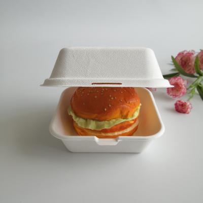 China 5 Inch 6 Inch Biodegradable Sugarcane Disposable Burger Box for sale