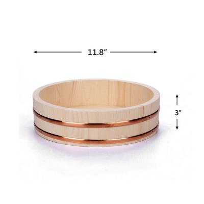 China Diameter 39cm white pine Wooden Hangiri Rice Mixing Bowl for sale