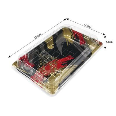 China Recyclable Disposable Plastic Sushi Box With Anti Fog Lid for sale
