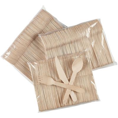 China Custom Disposable Wooden Kitchen Spoon Knife Fork Set Wooden Flatware Set for sale