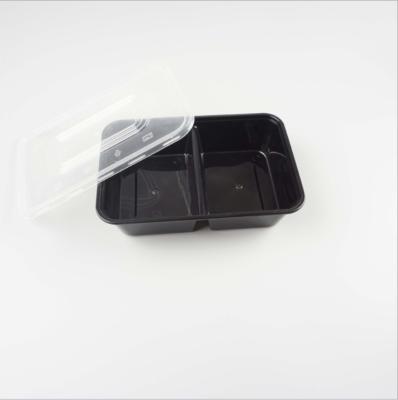 China 500ml 2 Compartment Takeaway Disposable Food Container With Lid for sale