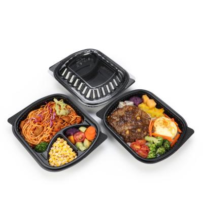 Chine Le plastique Microwavable de compartiment de la préparation 2 de repas emportent la boîte avec le couvercle à vendre