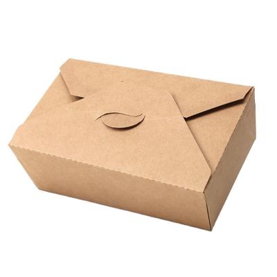 China Disposable Takeaway Food Fruit Salad Fried Chicken Lunch Kraft Paper Box for sale
