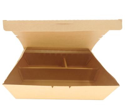 China Kraft Paper Biodegradable Takeaway Containers Disposable With Compartment for sale