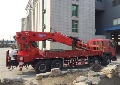 China Red Truck Mounted Boom Crane , Truck Mounted Lifting Equipment Knuckle Boom for sale