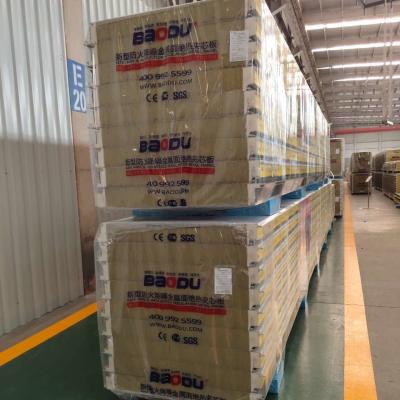 China Acero acústico modificado para requisitos particulares de la pared del panel de bocadillo del aislamiento de Rockwool insonoro en venta