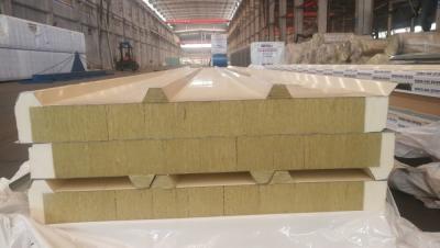 China Instalación en el lugar Panel de sándwich de poliuretano a prueba de fuego aislante térmico de lana de roca en venta