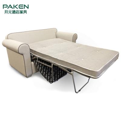 China High Density Foam Beige White Apartment Hotel Sofa Bed for sale