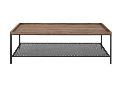 China Hotel Wooden SS Rectangle Walnut Coffee Tea Table Double Layers for sale