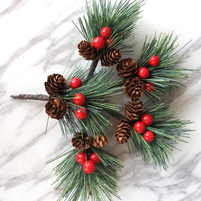 China Christmas Tree Fake Holiday Flowers Berry Pine Cone Branch Decorations for sale