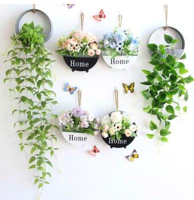 China Pastoral Wall Artificial Hanging Baskets Fake Flower Room Decoration for sale