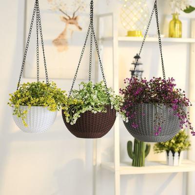 China Customized Artificial Hanging Baskets Faux Boston Fern Hanging Basket for sale