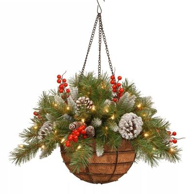 China Outdoor Prelit Artificial Hanging Baskets Christmas Decorations for sale