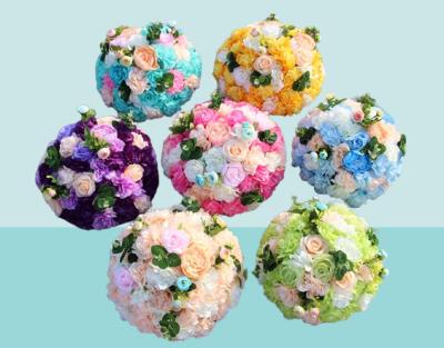 China Rose Hydrangea Fake Flower Balls Faux Floral Sphere Orange Blue for sale
