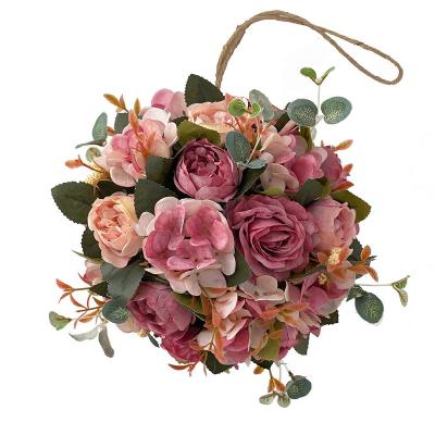 China Simulation Peony Hanging Hydrangea Balls For Wedding Outdoor Decorative for sale