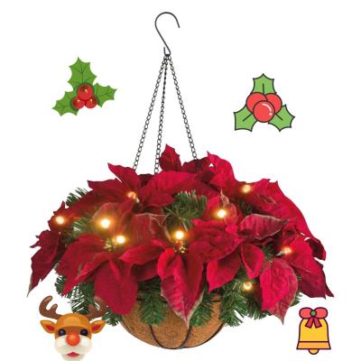 China Dazzling Poinsettia Artificial Hanging Baskets Indoor Outdoor for sale