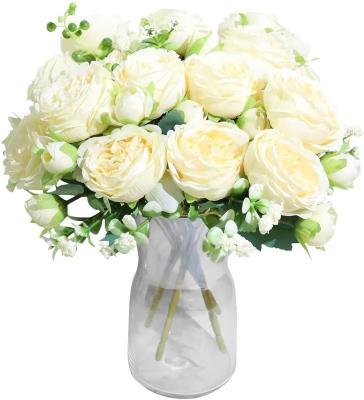 China Rayon Flores de seda artificial Peonía Bouquet Decoración para el hogar personalizado en venta