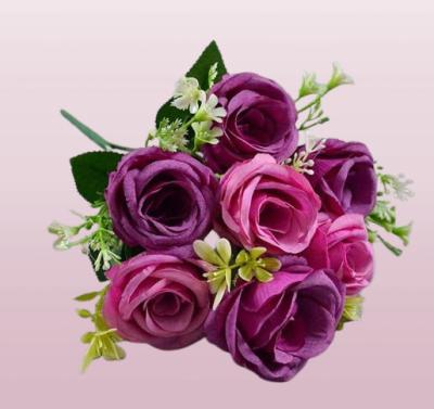 China Flores de seda artificial de 30 cm Bouquet de rosas con tallo a granel en venta