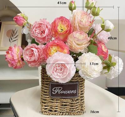 China Flexible Silk Peony Artificial Silk Flowers Champagne Pink White for sale
