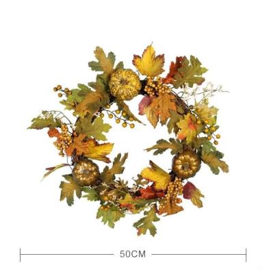 China Maple Leaf Silk Floral Faux Flower Wreath Simulation Garland Weatherproof for sale