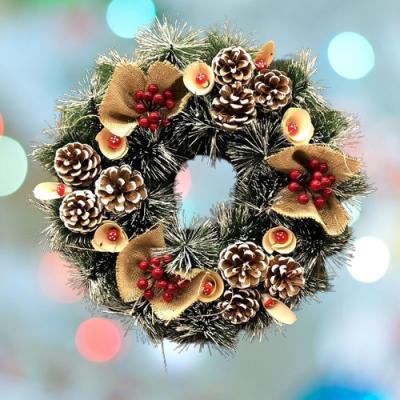 China Outdoor Silk Fake Flower Wreath With Lights 20cm 30cm For Christmas for sale