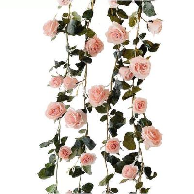 Chine Rattan Fleurs en plastique artificiel Simulations de plantes de plafond de vigne de rose à vendre
